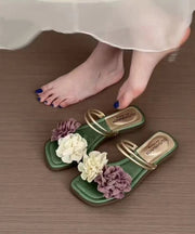 French Gold Flower Comfortable Slide Sandals Summer 2024