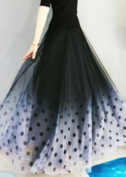 French Gradient Color High Waist Exra Large Hem Tulle Skirts Spring