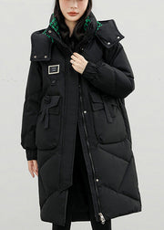 French Green Hooded Pockets Fine Cotton Filled Puffers Coat Winter