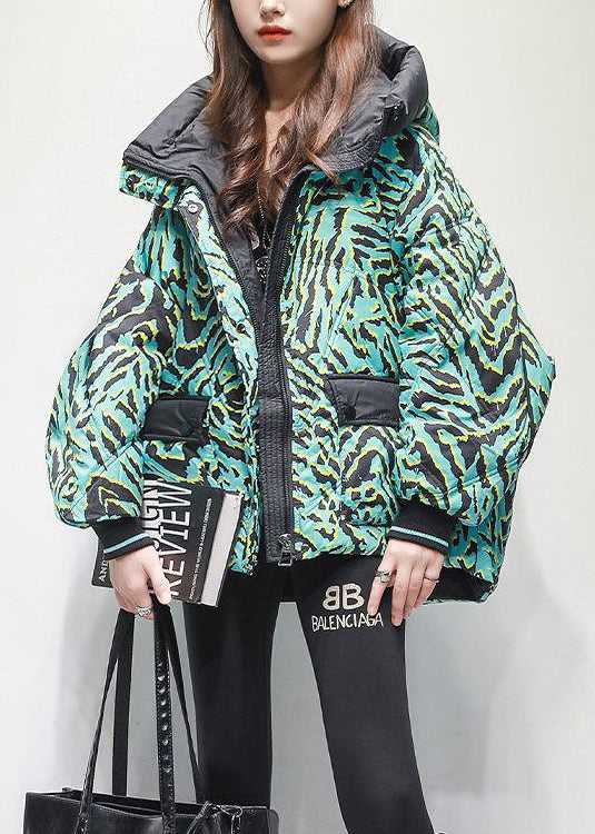 French Green Hooded Pockets Print Canada Goose Jacket Winter