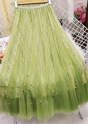 French Green Nail Bead Exra Large Hem Tulle Skirts Summer