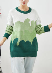 French Green Oversized Thick Knit Sweaters Winter