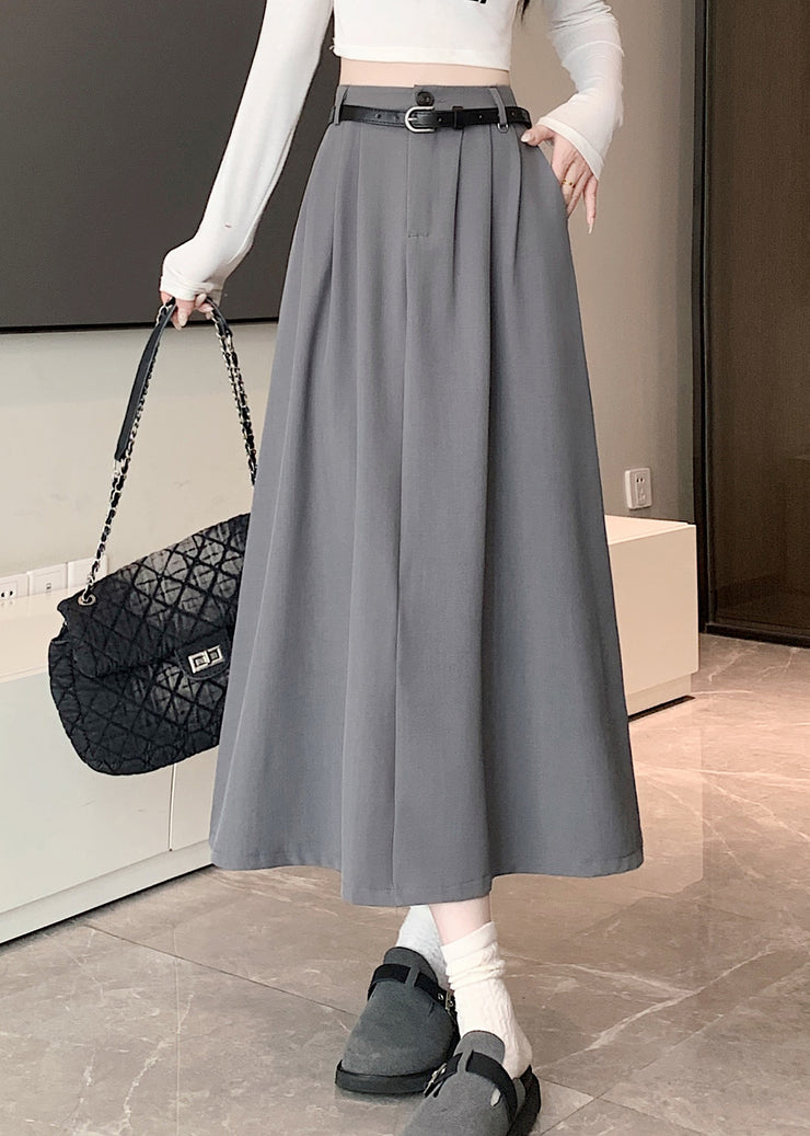 French Grey High Waist Exra Large Hem Skirt Spring
