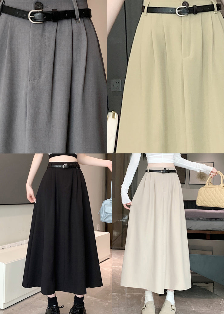 French Grey High Waist Exra Large Hem Skirt Spring