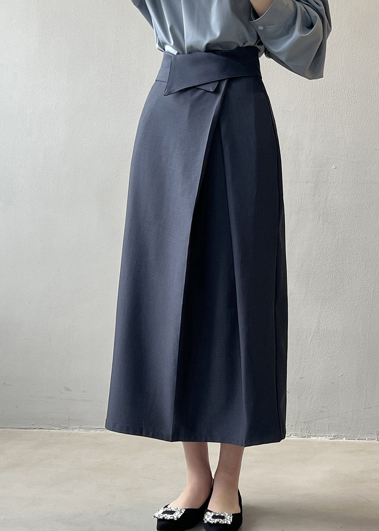 French Grey High Waist Slim Fit Skirts Fall