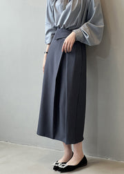 French Grey High Waist Slim Fit Skirts Fall