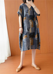 French Grey Oversized Tie Dye Cotton Dress Summer