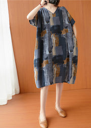 French Grey Oversized Tie Dye Cotton Dress Summer