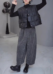 French Grey Oversized Woolen Harem Pants Spring