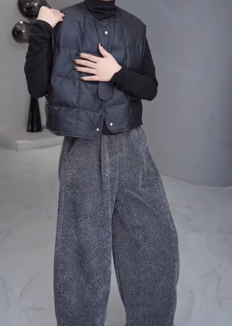 French Grey Oversized Woolen Harem Pants Spring