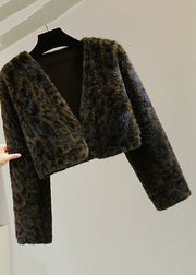 French Grey Print Fuzzy Fur Fluffy Coats Winter