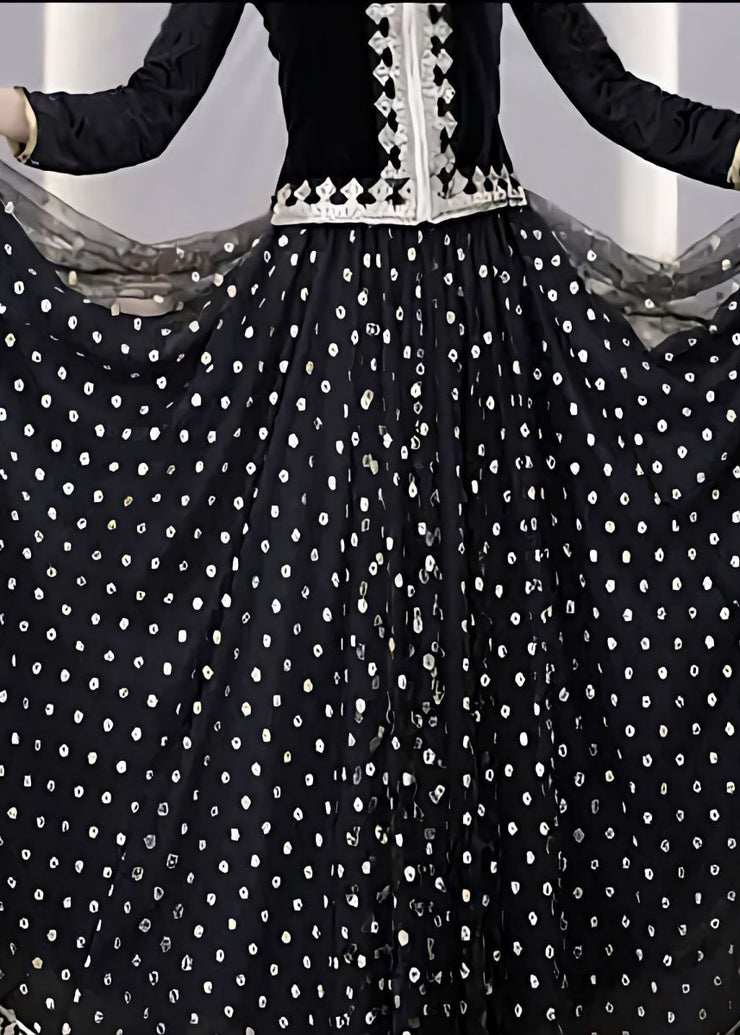 French Khaki Dot Exra Large Hem Tulle Holiday Skirt Spring