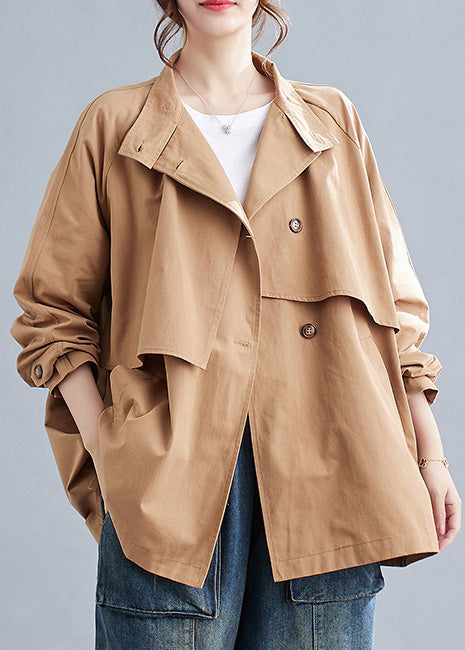 French Khaki Oversized Cotton Trench Coats Spring