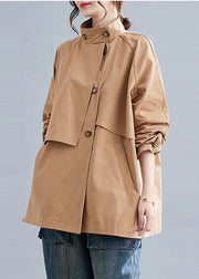 French Khaki Oversized Cotton Trench Coats Spring