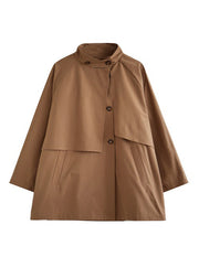 French Khaki Oversized Cotton Trench Coats Spring