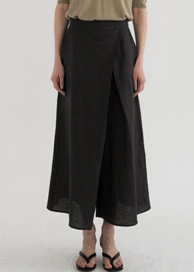 French Linen High Waist Wide Leg Pants Spring