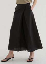 French Linen High Waist Wide Leg Pants Spring