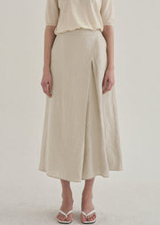 French Linen High Waist Wide Leg Pants Spring