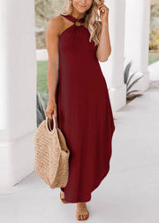 French Mulberry Cold Shoulder Cotton Halter Dresses Summer