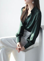 French Mulberry Peter Pan Collar Oversized Draping Satin Shirt Top Spring