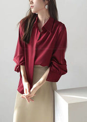 French Mulberry Peter Pan Collar Oversized Draping Satin Shirt Top Spring