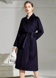 French Navy Peter Pan Collar Pockets Woolen Single Breasted Coat Winter