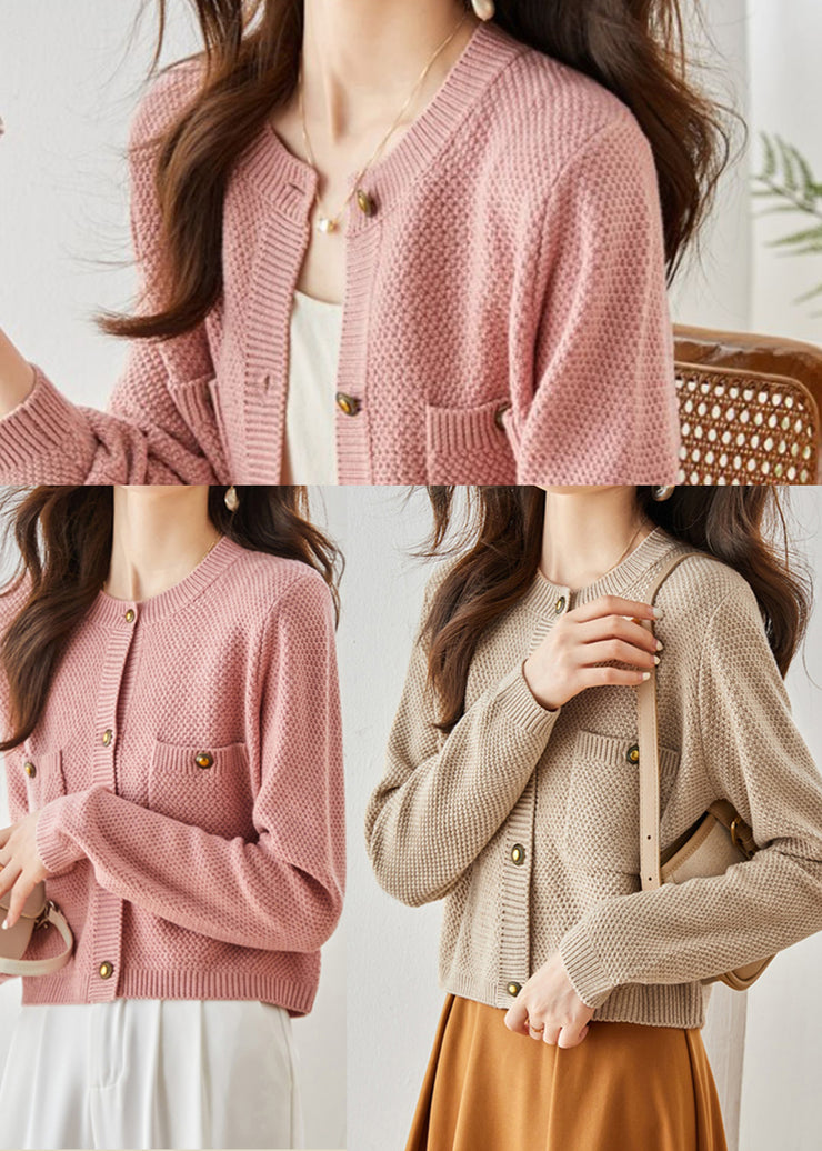 French Pink Cozy Cable Knit Cardigan Spring