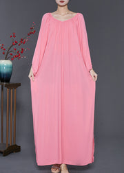 French Pink Oversized Cotton Maxi Dresses Spring