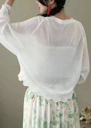 French Rose V Neck Button Ice Silk Knit Top Long Sleeve