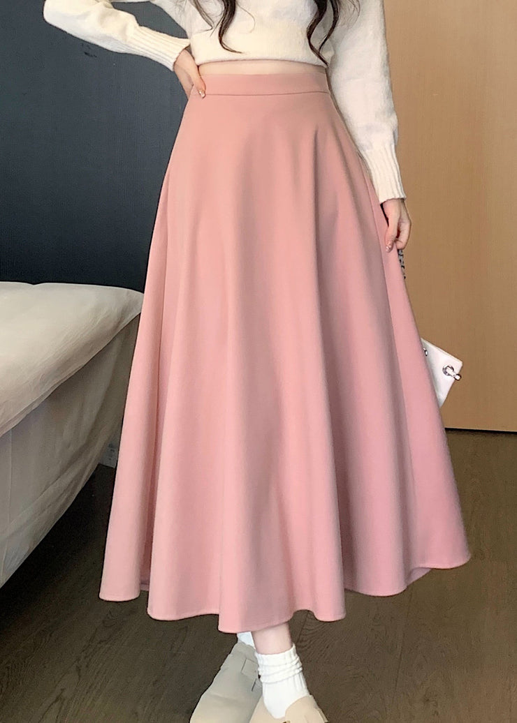 French Versatile Pink High Waist Wrinkled Skirts Spring