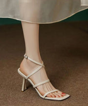 French White Cross Strap High Heel Sandals Peep Toe