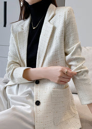 French White Notched Cotton Coat Outwear Spring