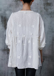 French White Tasseled Butterfly Cotton Top Summer