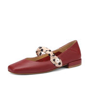 French Wine Red Soft Cowhide Leather Splicing Flats