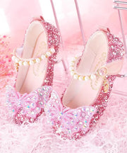 Girl Baby Princess Crystal Shoes Pink Chic Buckle Strap Nail Bead