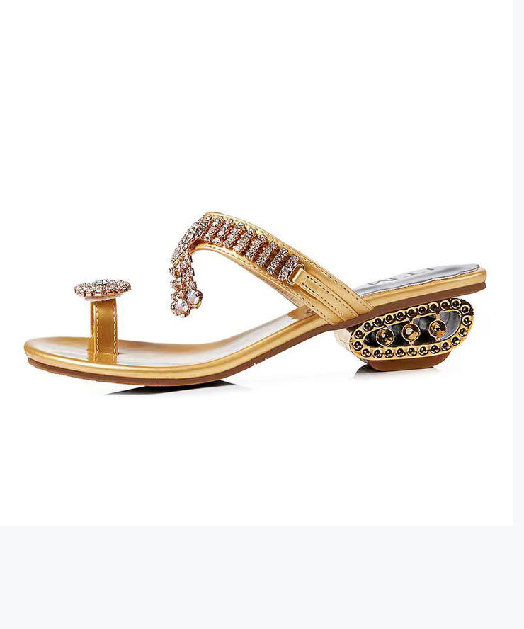 Gold Zircon Flip Flops Slide Sandals New Style Bohemia
