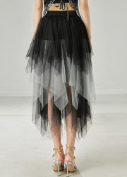 Gradient Grey Silm Fit Tulle Skirts Asymmetrical Summer