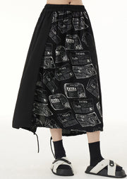 Graphic Asymmetrical Design Drawstring Elastic Waist Skirts