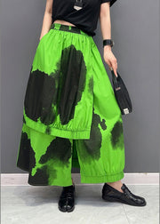 Green Asymmetrical Cozy Pants Skirt