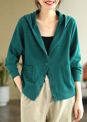 Green Cotton Coat Outwear Hooded Spring