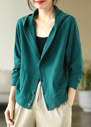 Green Cotton Coat Outwear Hooded Spring