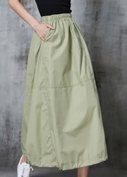 Green Cotton Skirt Elastic Waist Drawstring Summer