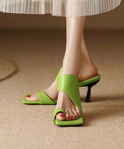Green Fashion Sexy Faux Leather High Heel Flip Flops