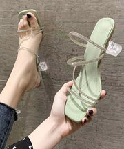Green Fashion Splicing High Heel Slippers Zircon Peep Toe
