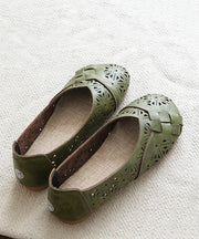 Green Flat Feet Shoes Comfortable Splicing Hollow Out