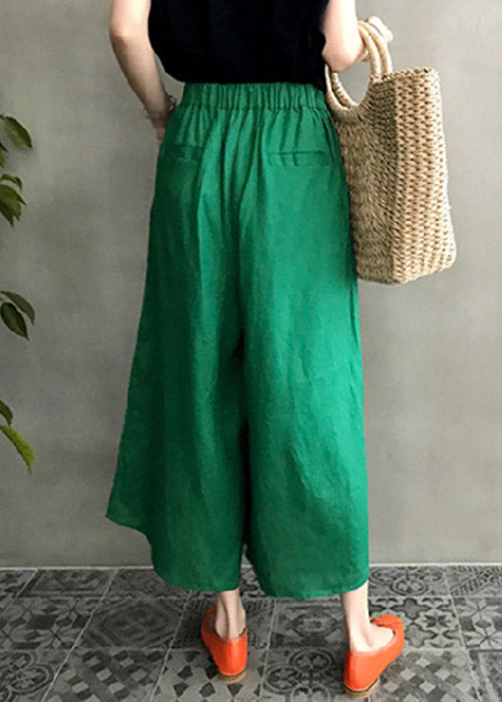 Green High Waist Wide Leg Pants Summer