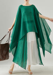 Green Oversized Chiffon Long Smock Asymmetrical Summer