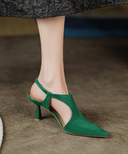 Green Stiletto Suede 2025 Elegant Sandals Pointed Toe