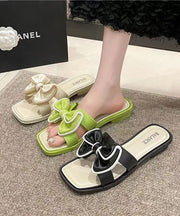 Green Stylish Bow Splicing Slide Sandals Peep Toe