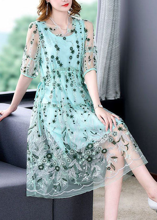 Green Tulle Holiday Dresses Ruffled Exra Large Hem Summer